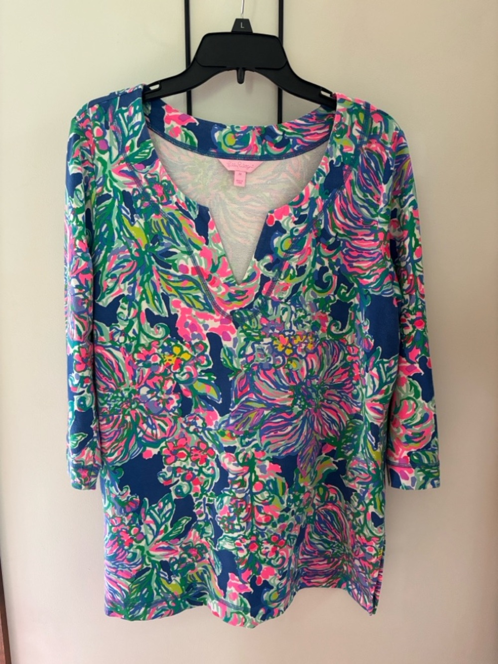 Lilly Pulitzer Blue Pink Green Floral Tunic Top